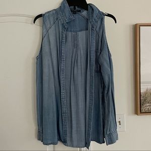 CUT OUT DENIM SHIRT